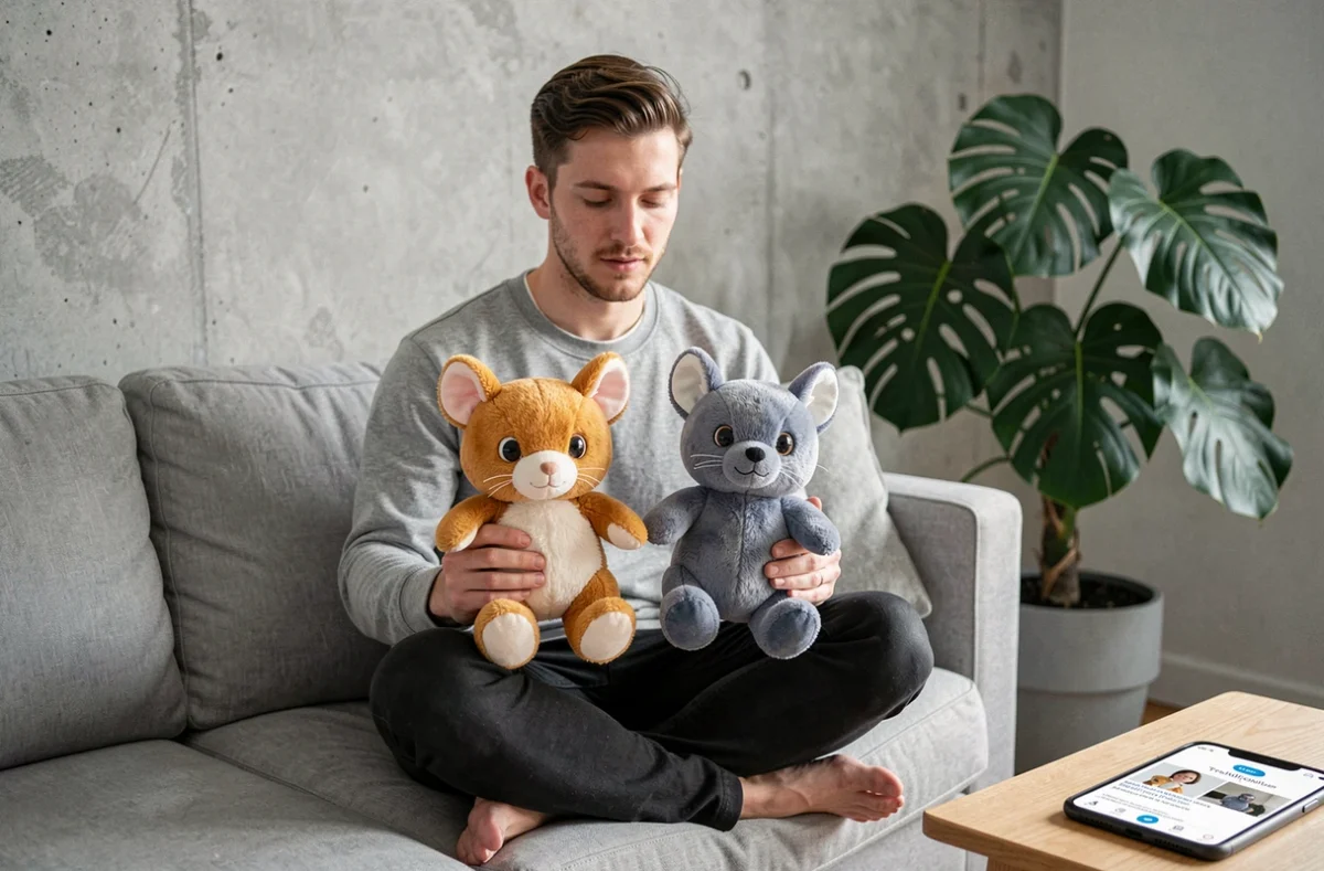 Comparaison entre un vrai Labubu et une contrefaçon lors d'un achat d'occasion