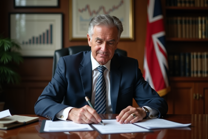 Homme d'affaires en costume navy en réunion