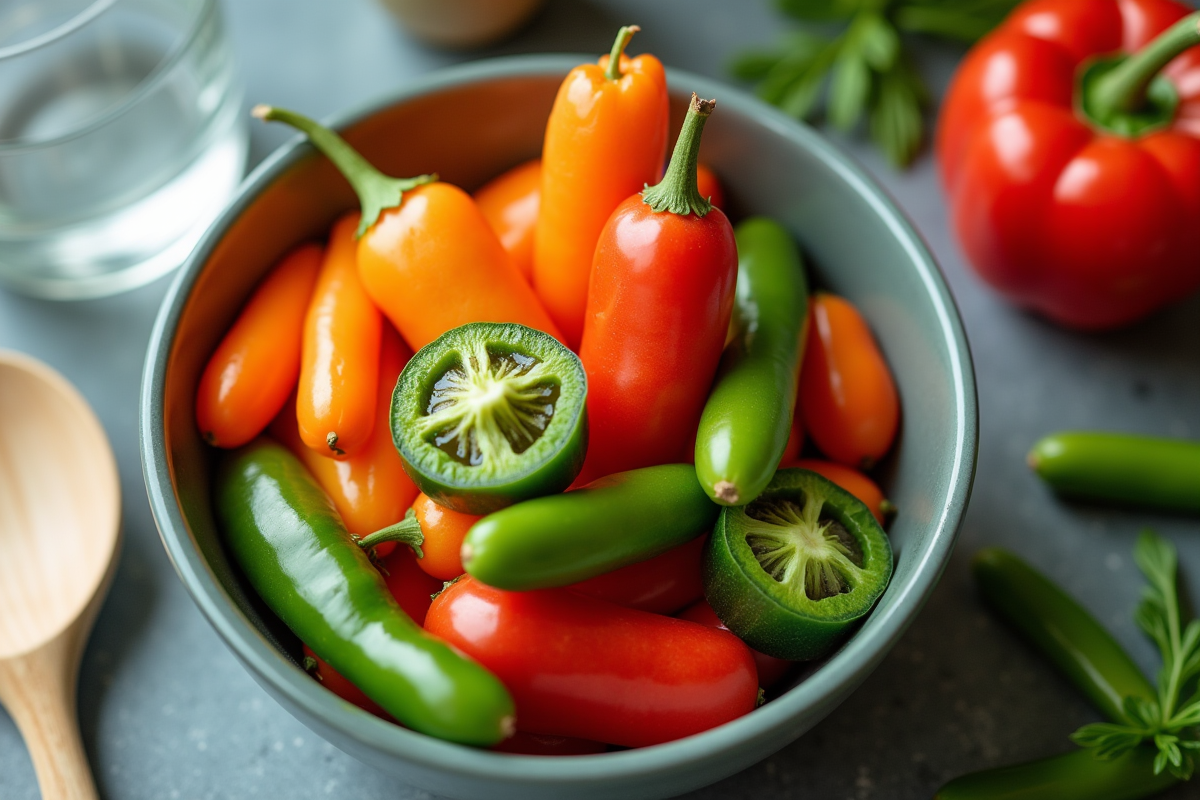 Légumes en conserve versés dans un bol avec ustensiles de cuisine